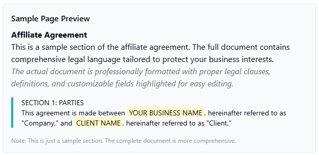 Affiliate Agreement