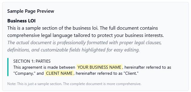 Business Letter of Intent