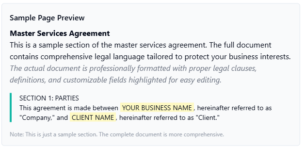 Master Services Agreement (MSA)